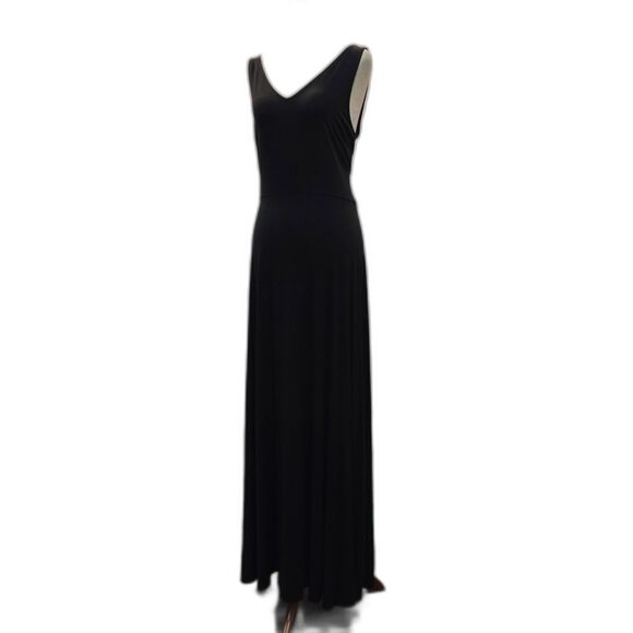 Ann Taylor Comfort Fit Black Maxi Rayon Dress Size Medium - Picture 2 of 8